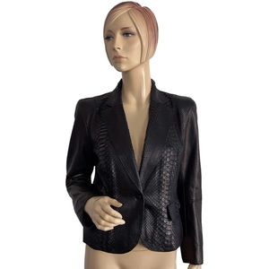 Sylvie Schimmel Paris Margot Lamb & Python Leather Blazer Jacket EU 46 Luxury
